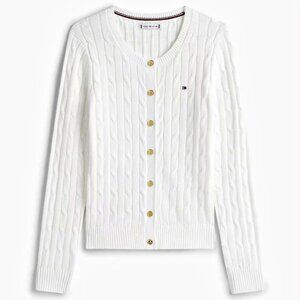 NWOT! TOMMY HILFIGER WHITE CABLE KNIT CARDIGAN